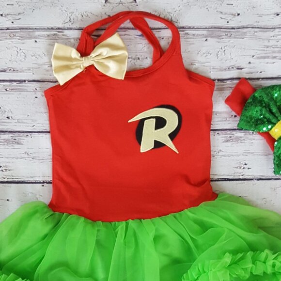 Robin Superhero Toddler Girl Halloween Costume - Picture 3 of 8